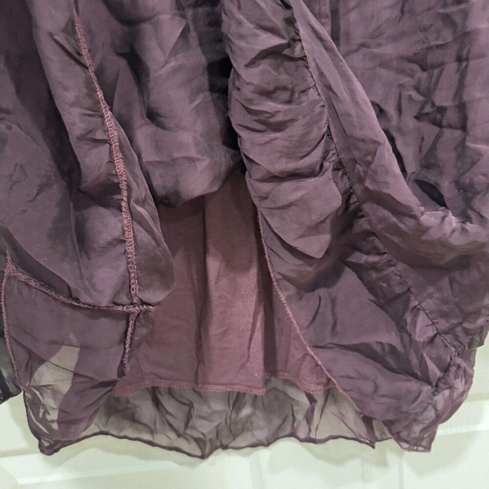 LE Marais Women's Burgundy Silk Blouse Top Shirt Medium M - Picture 4 of 8